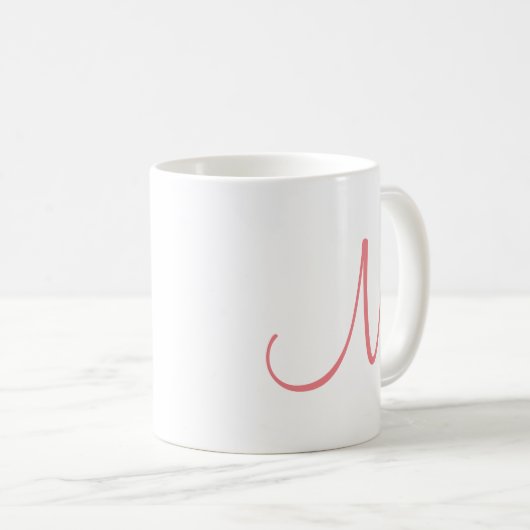 Charisma Red White Modern Elegant Initial Monogram Kaffeetasse (VorderseiteRechts)