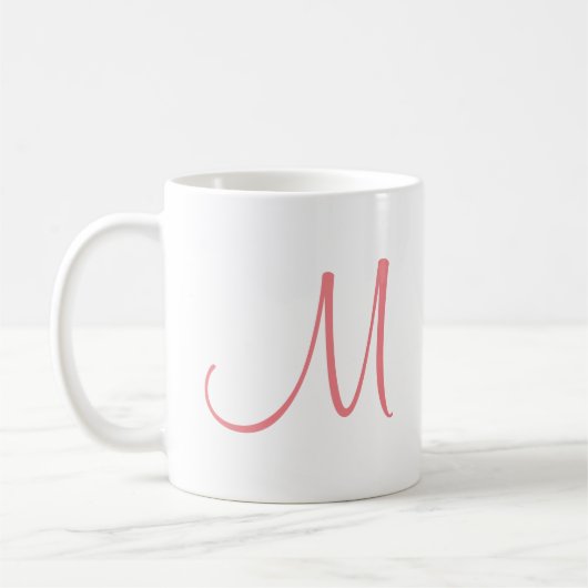 Charisma Red White Modern Elegant Initial Monogram Kaffeetasse (Links)