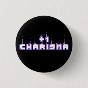 Charisma Stat Gamer Lila Pixel Art Slogan Button