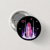 Charisma Stat Gamer Pink Pixel Art Lipstick Button (Vorne & Hinten)
