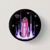 Charisma Stat Gamer Pink Pixel Art Lipstick Button (Vorderseite)