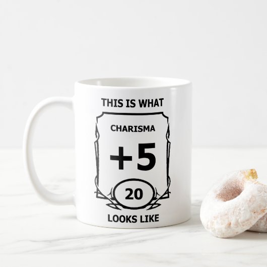 Charisma-Tasse für Dungeons und Drachen Kaffeetasse (Mit Donut)