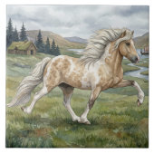 Charismatic Pinto Icelandic Mare watercolor Fliese (Vorderseite)