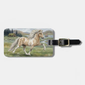 Charismatic Pinto Icelandic Mare watercolor Gepäckanhänger (Vorderseite horizontal)