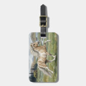 Charismatic Pinto Icelandic Mare watercolor Gepäckanhänger (Vorderseite vertikal)