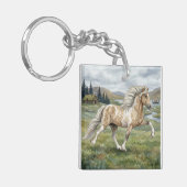 Charismatic Pinto Icelandic Mare watercolor Schlüsselanhänger (Vorderseite links)