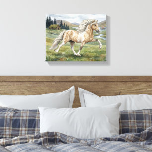 Charismatische Pinto-Isländer-Stute Aquarell Leinwanddruck
