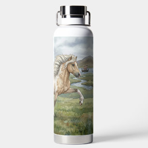 Charismatische Pinto-Isländer-Stute Aquarell Trinkflasche