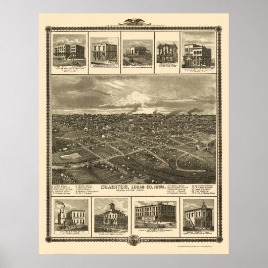 Chariton, IA Panoramakarte - 1875 Poster (Vorne)