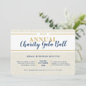 CHARITY GALA BALL elegant event navy ivory gold Einladung (Stehend Vorderseite)
