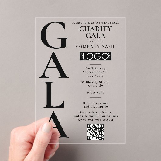 Charity Gala Fundraising Event QR Code Logo Acryleinladungen (Insitu (Handheld))