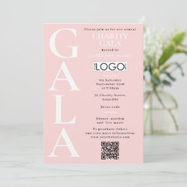 Charity Gala Fundraising Event QR Code Logo Pink Einladung