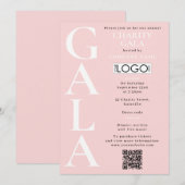 Charity Gala Fundraising Event QR Code Logo Pink Einladung (Vorne/Hinten)