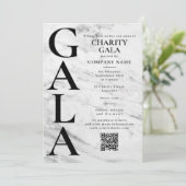 Charity Gala Fundraising Event QR Code Marble Einladung (Stehend Vorderseite)