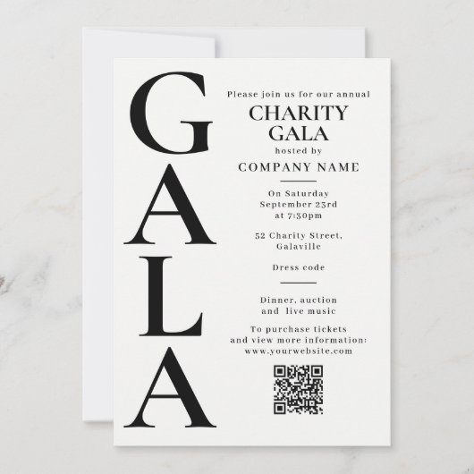 Charity Gala Template Fundraising Event QR Code Einladung (Vorderseite)