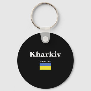Charkiw Ukraine und die ukrainische Flagge der Ukr Schlüsselanhänger