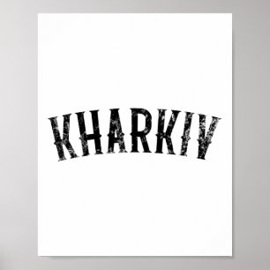 Charkiw Ukraine Vintage-Schwarz-Text-Bekleidung Poster
