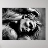 Charkohle Abstrakte Rough Sketch Reclining Man BW Poster (Vorne)