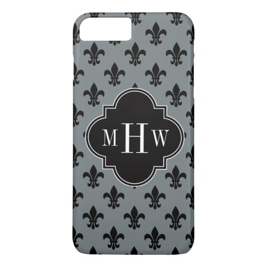 Charkohle Blk Lilie Black 3 Initialmonogramm Case-Mate iPhone Hülle (Rückseite)