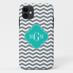 Charkohle Dünne Zickzack Aquamarine Quatrefolie 3 Case-Mate iPhone Hülle