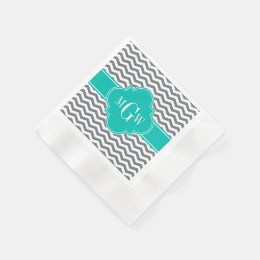 Charkohle Dünne Zickzack Aquamarine Quatrefolie 3  Serviette (Ecke)