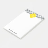 Charkohle Dünngelbe Quarzfolie 3 Monogramm Post-it Klebezettel (angewinkelt)