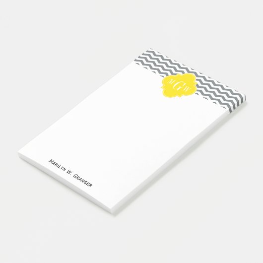 Charkohle Dünngelbe Quarzfolie 3 Monogramm Post-it Klebezettel (angewinkelt)