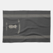Charkohle Rustikale Ananas Personalisiert Geschirrtuch (Horizontal)