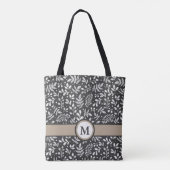 Charkohle Rustikaler Winter botanisch mit Monogram Tasche (Rückseite)