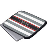Charkohle Welches Horiz Stripe Black Red Name Mono Laptopschutzhülle (Vorne Knopf)