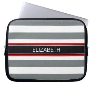 Charkohle Welches Horiz Stripe Black Red Name Mono Laptopschutzhülle