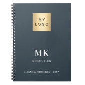 Charkohlegrau-Monogramm-Initialgeschäft Notizblock (Vorderseite)