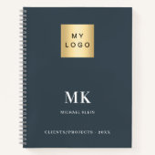 Charkohlegrau-Monogramm-Initialgeschäft Notizblock (Vorderseite)