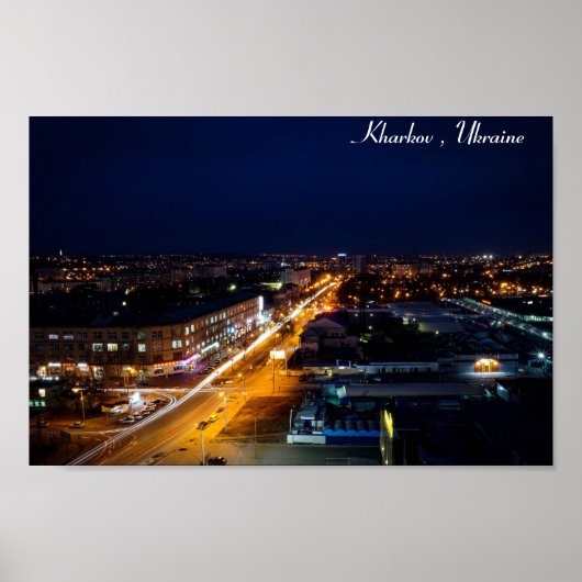 Charkow, Ukraine Nachtstädte Poster (Vorne)