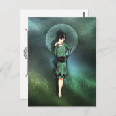 Charla - Mode der 20er Jahre in Sage, Green und Aq Postkarte (Vorne/Hinten)