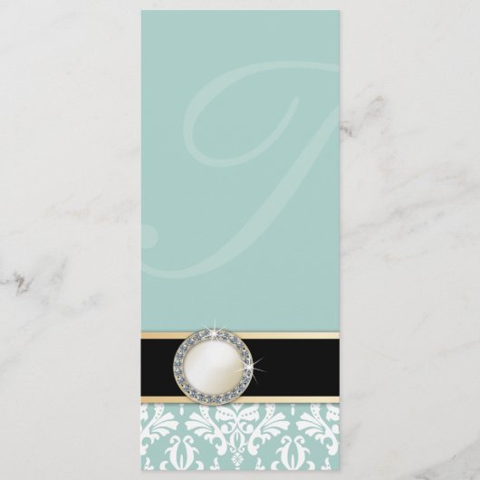 Charlamain Vintages Damast-Hochzeits-Menü Menükarte (Vorderseite)