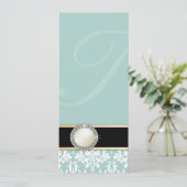 Charlamain Vintages Damast-Hochzeits-Menü Menükarte (Stehend Vorderseite)