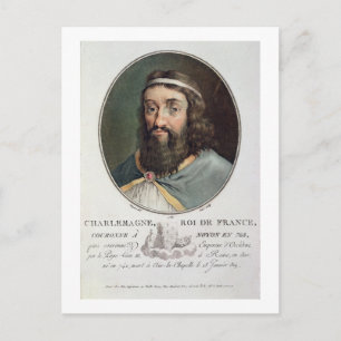 Charlemagne (747-814), König von Frankreich, gravi Postkarte