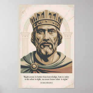 Charlemagne-Zitat Franken-Illustration im Vintage- Poster