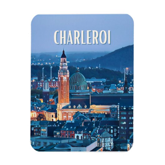 Charleroi Belgien Foto Vintage Magnet (Vertikal)