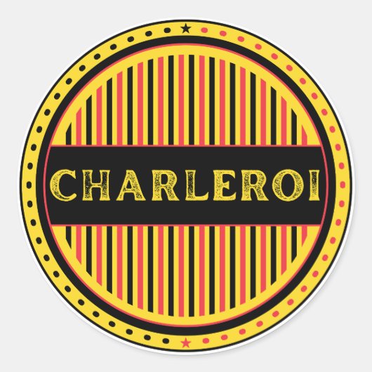 Charleroi City Pride Emblem – Belgian Identity Runder Aufkleber (Vorderseite)