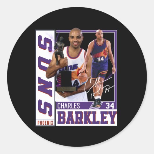 Charles Barkley The Chuck Basketball Legend Signat Runder Aufkleber (Vorderseite)
