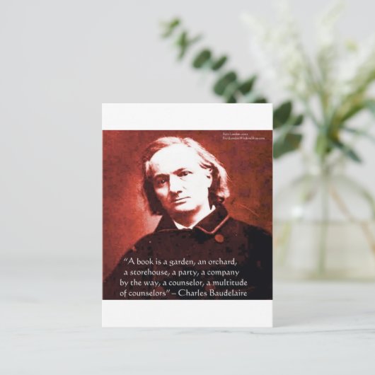 Charles Baudelaire "A Book Is" Wisdom Quotient Ohr Postkarte (Stehend Vorderseite)
