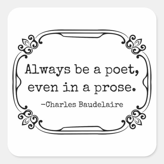 Charles Baudelaire Quadratischer Aufkleber (Vorderseite)