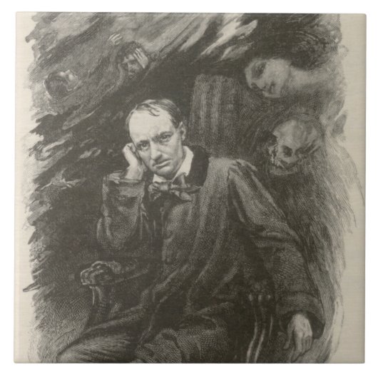 Charles Baudelaire (von Georges Rochegrosse) Fliese (Vorderseite)