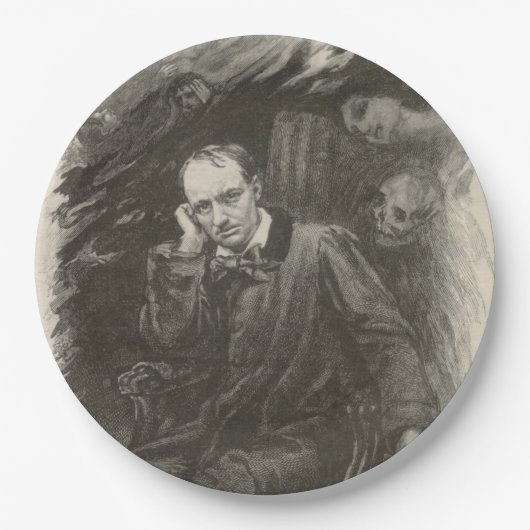 Charles Baudelaire (von Georges Rochegrosse) Pappteller (Vorderseite)
