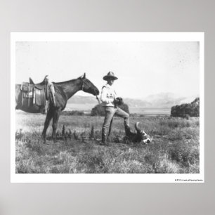 Charles Belden mit Pferd und dem Schädel Poster