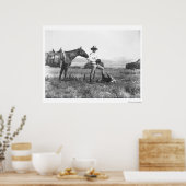 Charles Belden mit Pferd und Schädel. Poster (Küche)