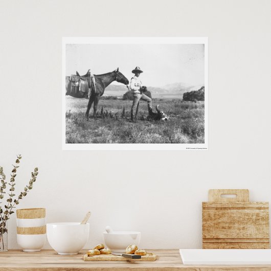 Charles Belden mit Pferd und Schädel. Poster (Küche)