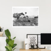 Charles Belden mit Pferd und Schädel. Poster (Heimbüro)